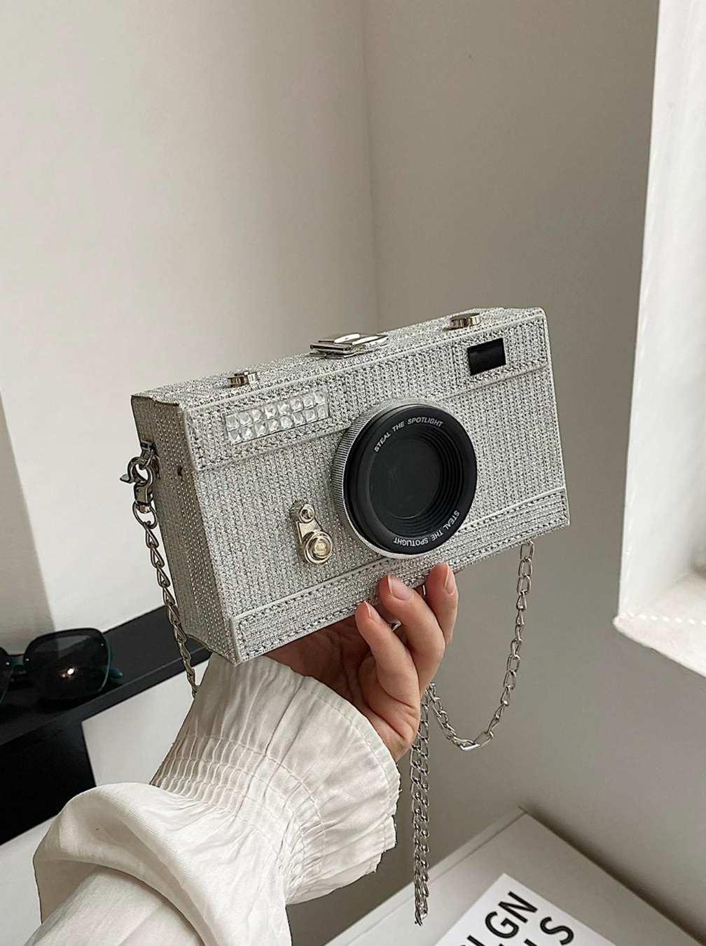 Mini Camera Design Chain Strap Box Bag