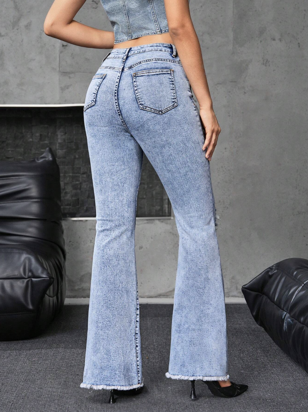 Ripped Flared Jeans