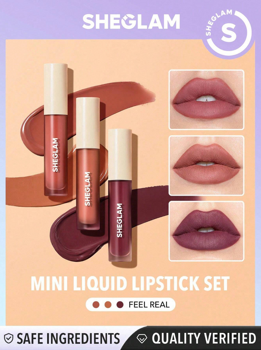 SHEGLAM Matte Allure Mini Liquid Lipstick Set - Feel Real