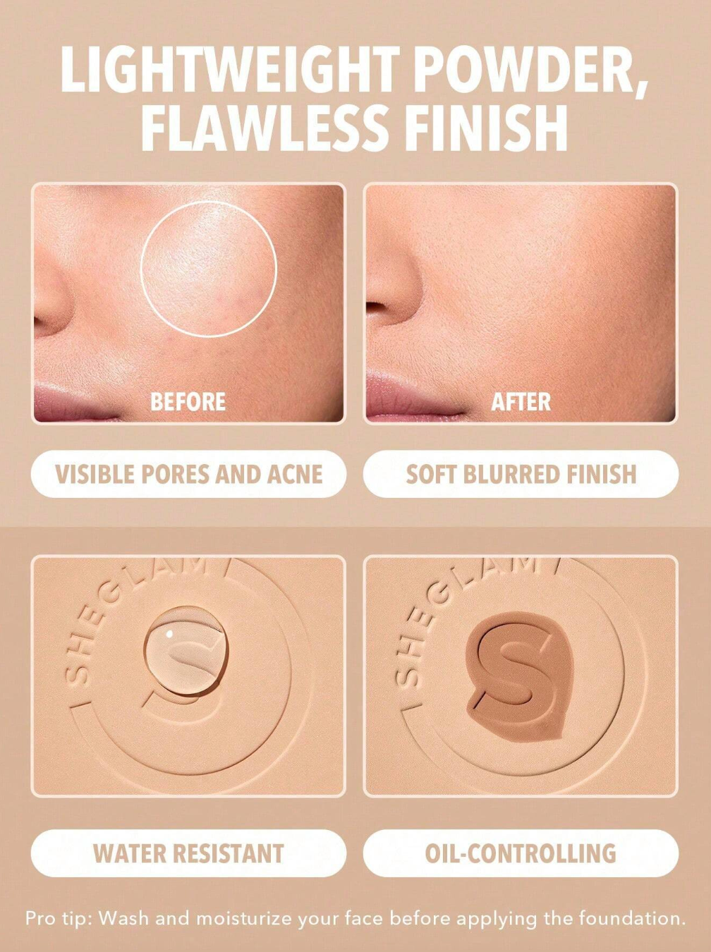 SHEGLAM Skin-Focus High Coverage Powder Foundation-Porcelain