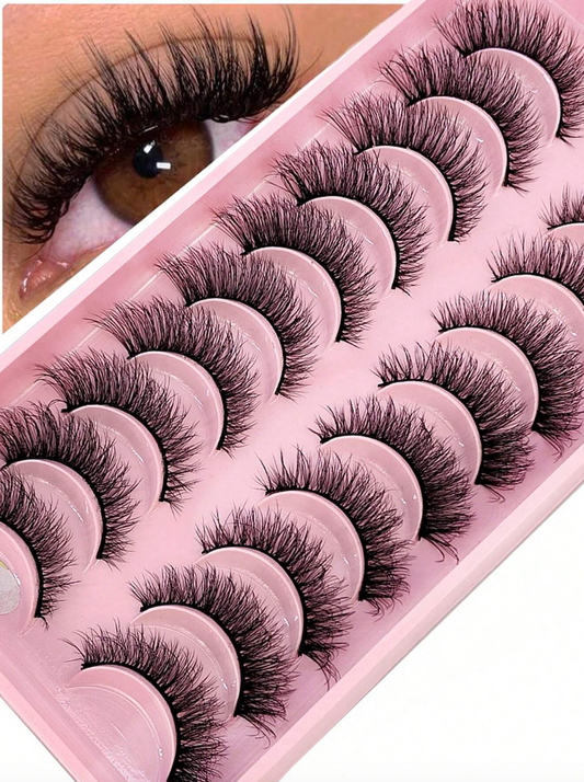 10pairs Soft & Fluffy 3d Faux Mink Eyelashes