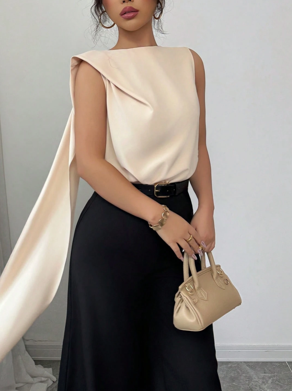 Elegant Satin Flutter Sleeve Blouse