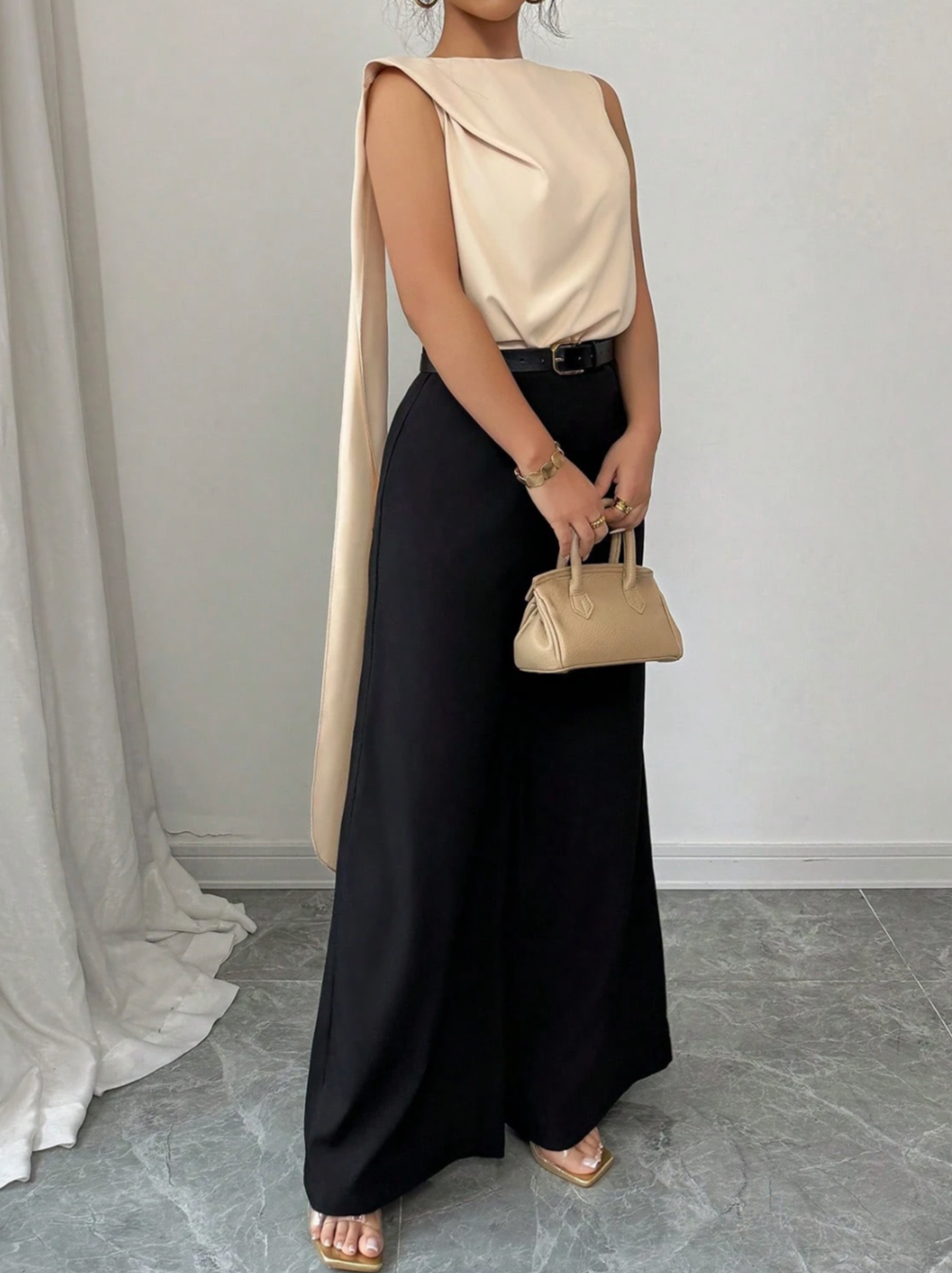 Elegant Satin Flutter Sleeve Blouse