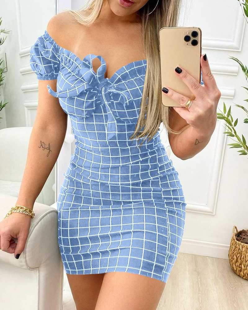 Printed Fitting Offshoulder Bodycon Dress